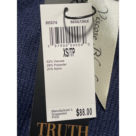 Truth By Republic Sweater Womens  XS  Viscose Blend Striped Navy Blue White - Picture 5 of 6